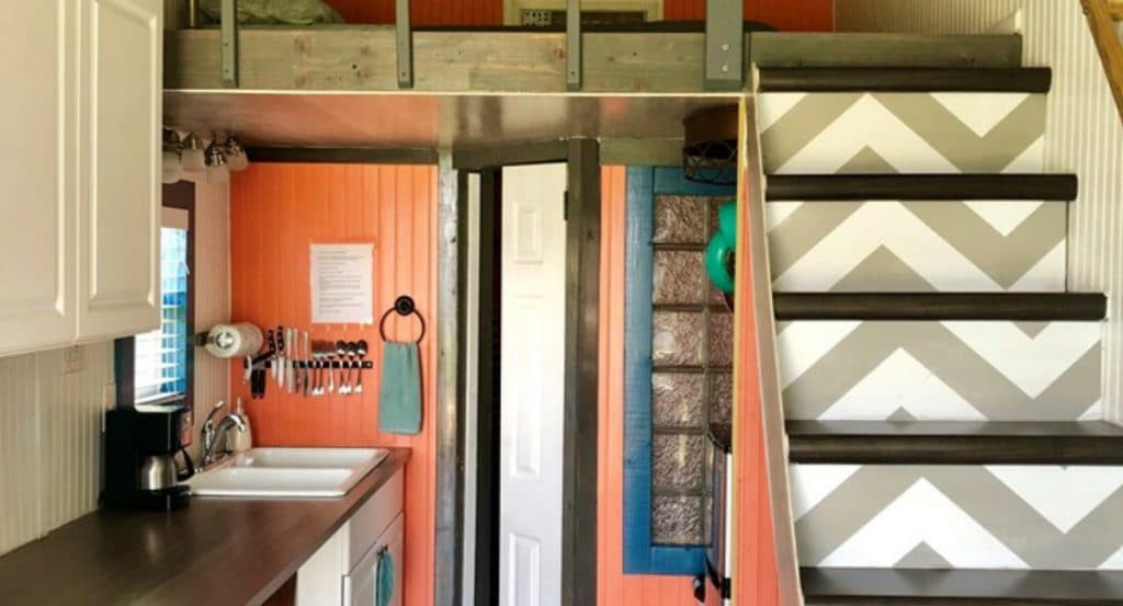 Stairs to tiny house loft