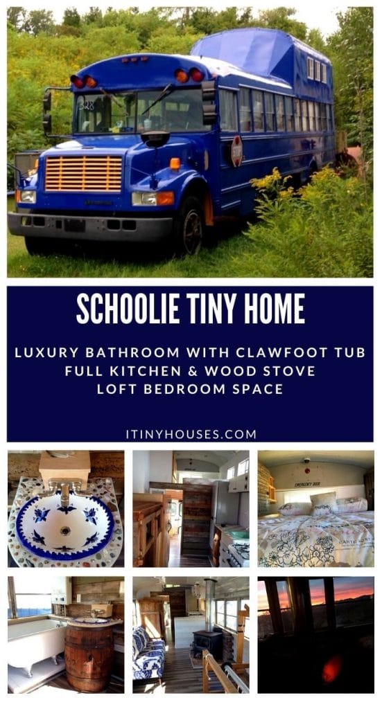 This Schoolie Tiny Home Includes A Luxury Claw Foot Bathtub