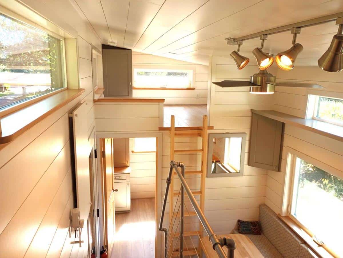 full length wooden interiors of 3 bedroom tiny home